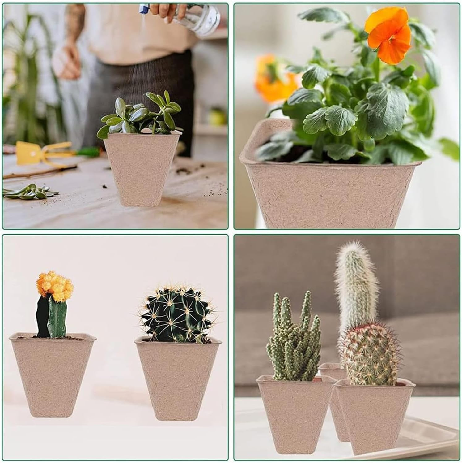 Xinghonyac 20 Pcs Seedlings Pots, Degradable Garden Germination Nursery Pot with Vent Humidity Lid, Eco-Friendly Peat Pots, Square Seed Starter Pots for Plants, Flowers, Vegetables (8Cm)