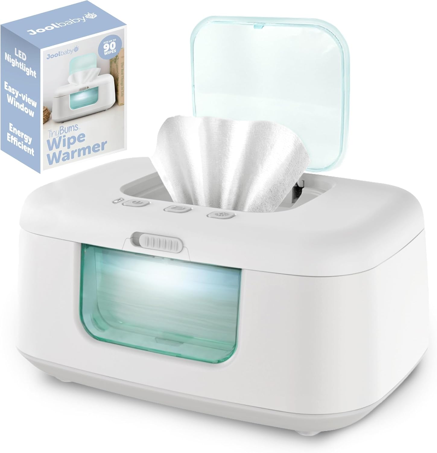 Tinybums Baby Wipe Warmer & Dispenser with LED Changing Light & On/Off Switch - Jool Baby (Aqua) image number 1