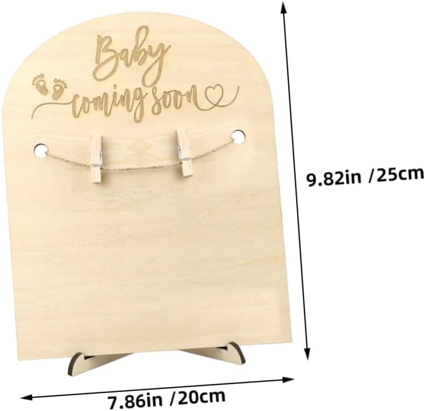 ADOCARN 2Sets Wooden Memorial Cards Birth Announcement Sign Stand and Clips Newborn Commemorative Plaque for Shower Gifts Hospital Sign Display image number 3