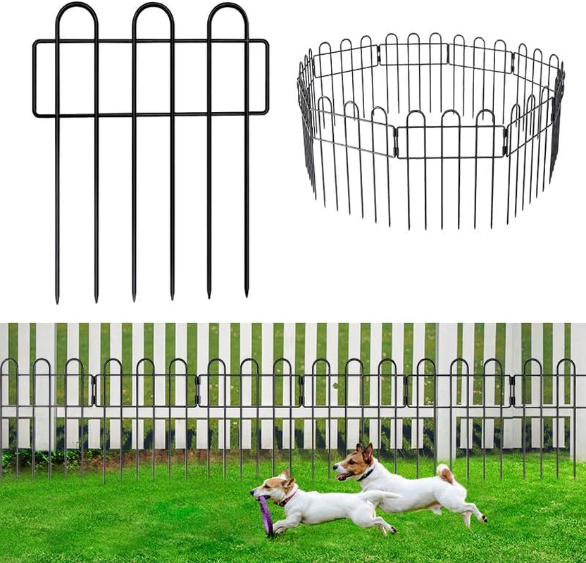 TOMVAES Garden Animal Barrier Fence,10 Pack Decorative Garden Fence, Rustproof Metal Wire Garden Border Fence, Dog Rabbits Ground Stakes Fence for Garden Patio, 30.5X42.5Cm image number 5