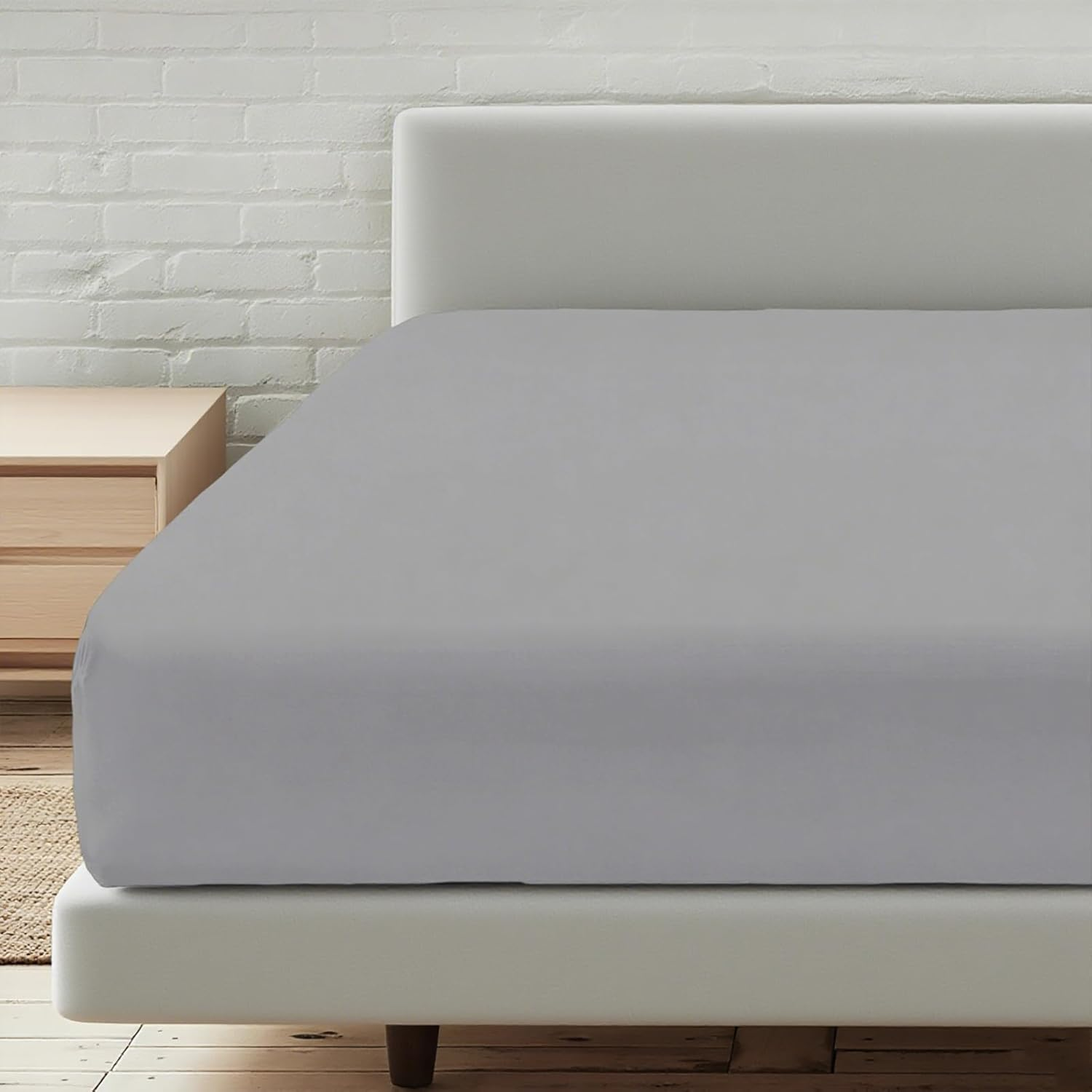 Lakora Queen Size Fitted Sheet Only 1 Piece - Ultra Soft 2000TC Brushed Microfibre Fabric, 35Cm Deep Pocket Sheets, Light Grey image number 4