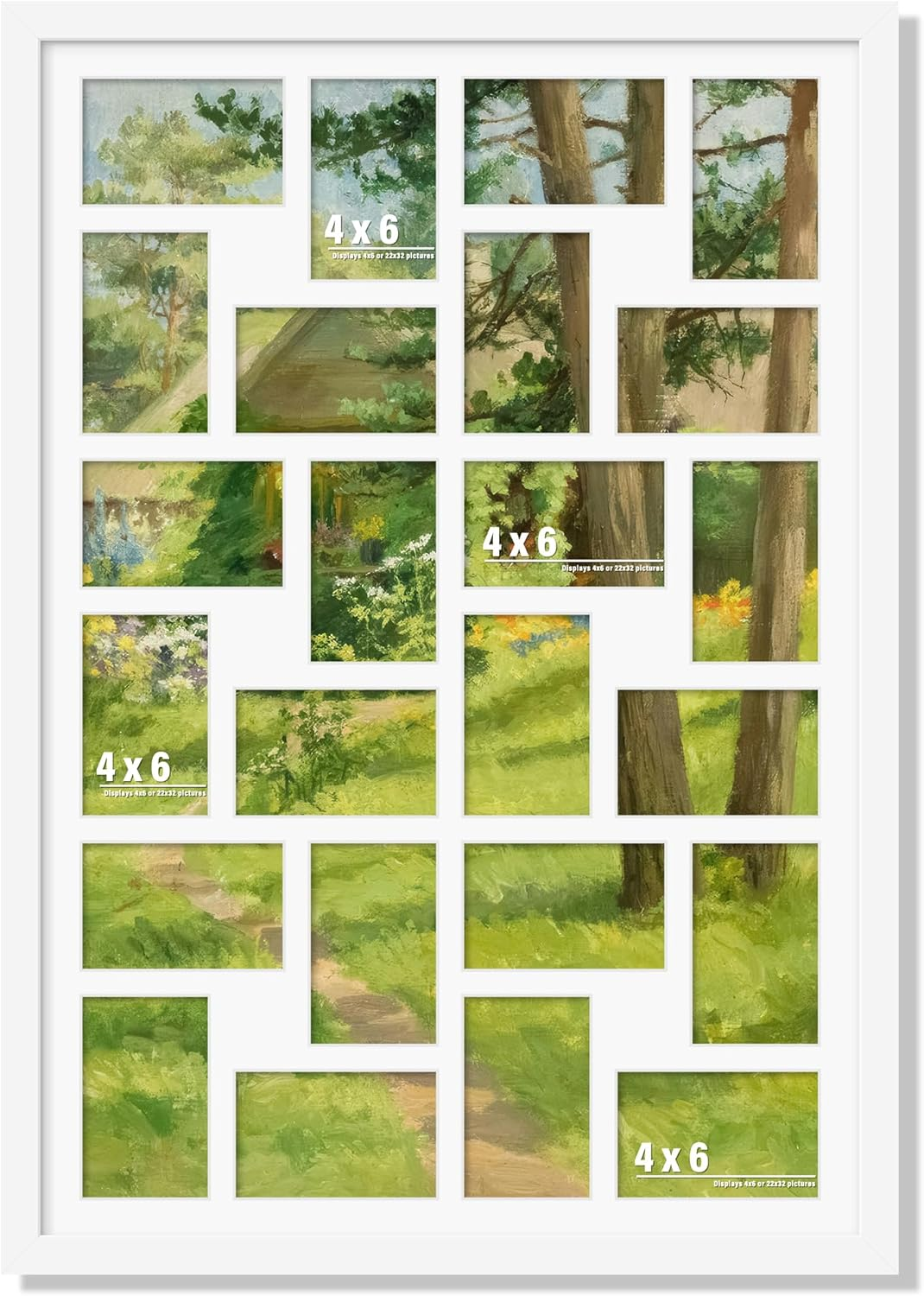 DUENPY 22X32 Collage Picture Frame 4X6 Picture Frames Collage Wall Decor Displays Twenty Four 4X6 Inch Photos Available Horizontal Wall Mounting Display and Vertical White image number 6