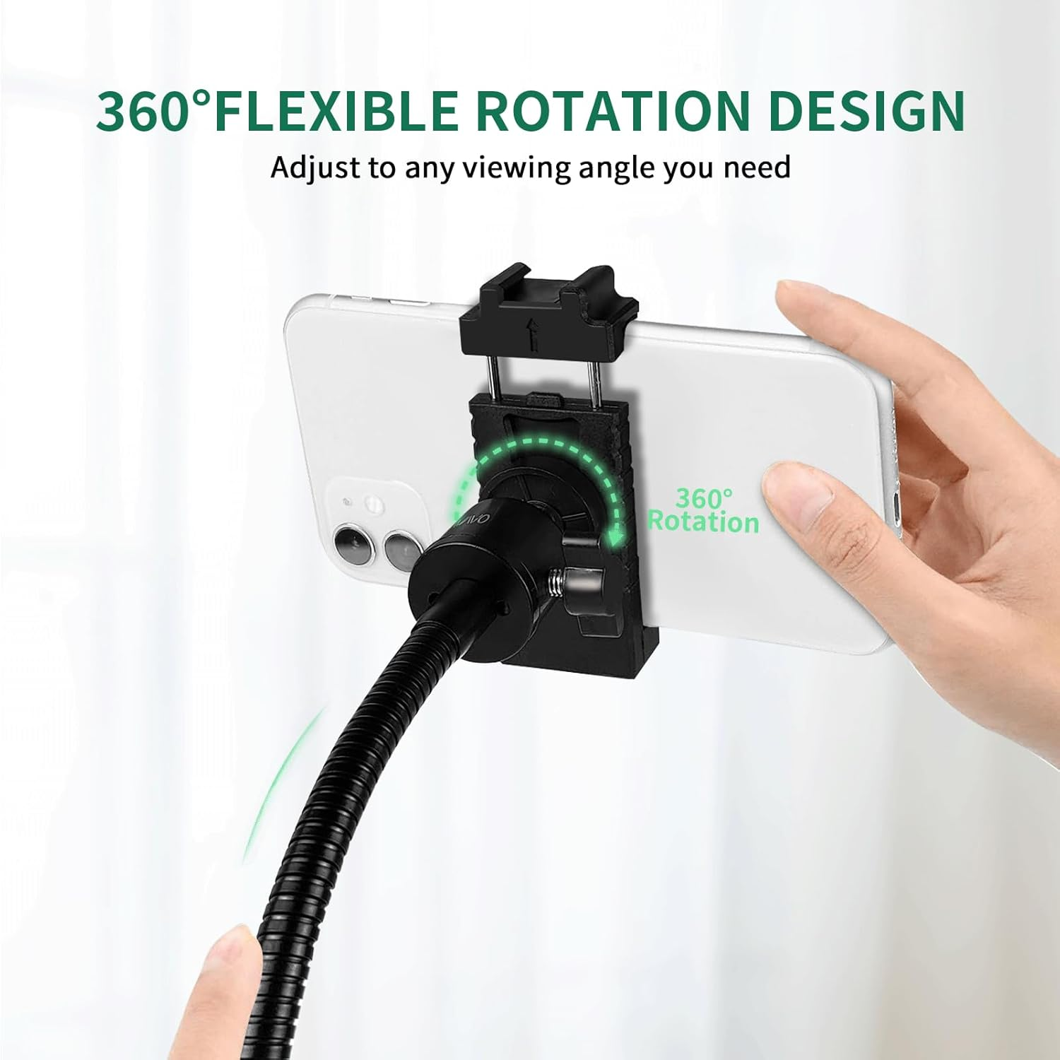 KAVAVO Adjustable Gooseneck Cellphone Holder,Overhead Phone Mount,Table Top Teaching Online Stand for Live Streaming and Online Video and Food Crafting Demo Drawing Sketching Recording. image number 5