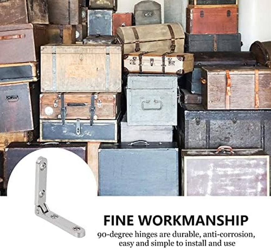 Rddconkit 10 Pcs 90 Degree Hinges Wooden Box Gift Wine Jewellery Box Chest Case Hinge Cabinet Hardware with Screws (Silver) image number 4