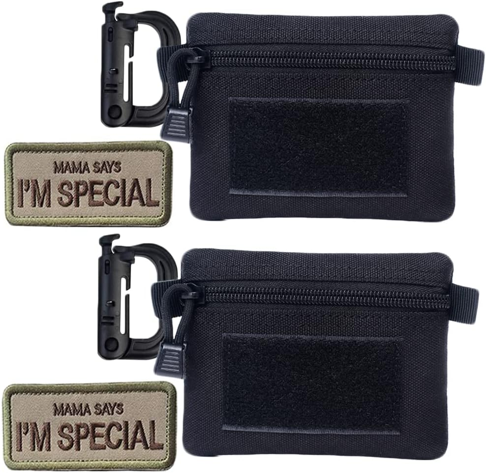 Tactical Keychain Pouch - Military Mini Size Belt Gear EDC Pocket Organizer as Coin Purse ID Card Holder Car Fob Key Waist Case Wallet Earphone Pack