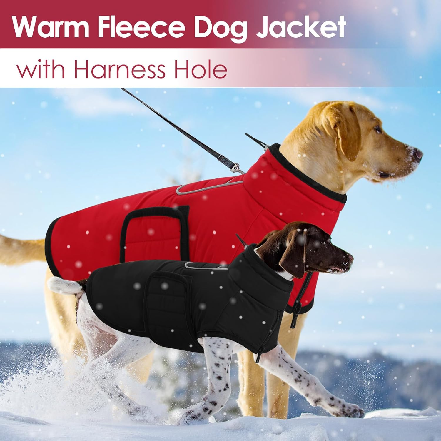 AOFITEE Dog Coat, Warm Dog Winter Jacket for Small Dogs, Reflective Dog Coat with Integrated Harness, Waterproof Fleece Dog Coat with Turtleneck for Yorkshire, West Highland image number 5