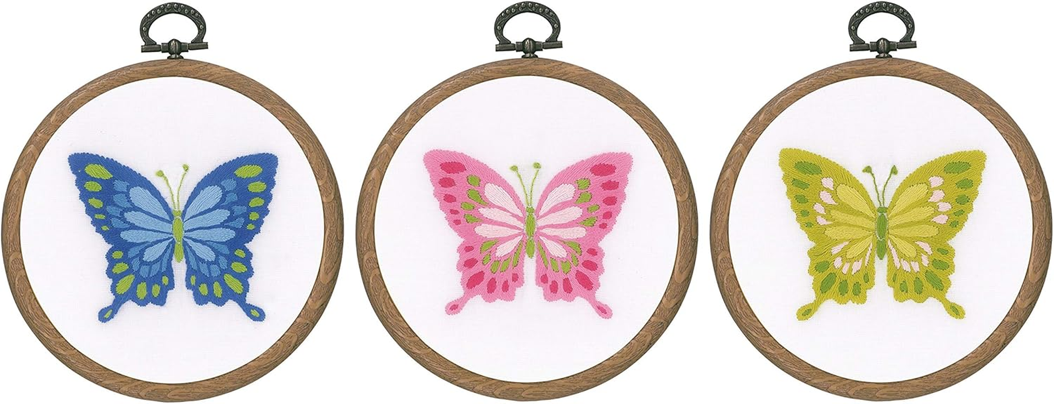VERVACO (3PL) PN-0178195 Stampd EMBROIDRY KIT BUTTERFLIE, Butterlies with Ring Set of 3