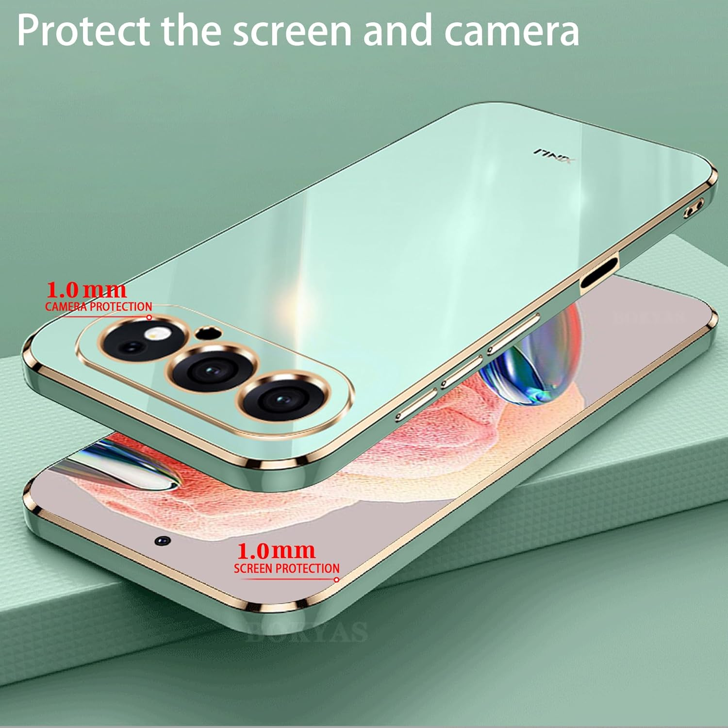 BOKYAS Compatible with Honor 500 Pro/Honor 500 Case with Luxury Galvanised, Camera Protection, Soft Silicone Mobile Phone Case, Ultra Thin, Shockproof Plating Case for Women, Green image number 4