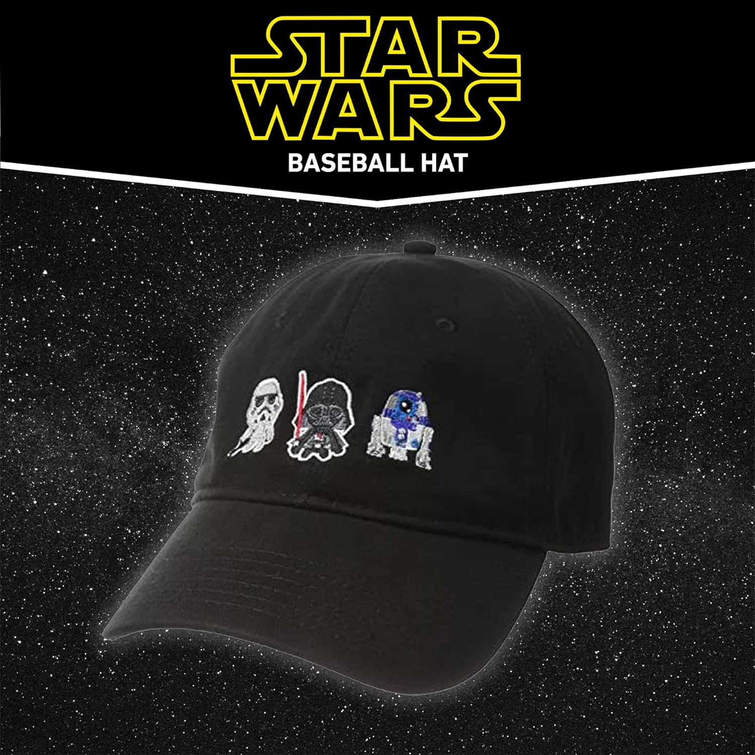 Star Wars Dad Hat, Darth Vader, R2-D2 and Stormtrooper Cotton Adult Baseball Cap with Curved Brim image number 1
