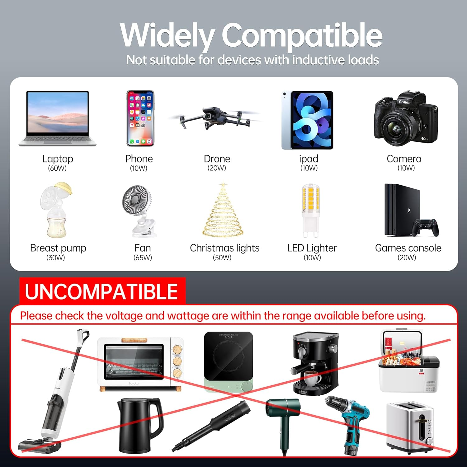 AUCARAUTO 200W Car Power Inverter, 7 in 1 Fast Charging Car Charger, DC 12V to 240V AC Car Plug Adapter Outlet with 10A Cigarette Lighter Splitter / 2 USB-A (18W) & Type-C Ports (20W) for Car Devices