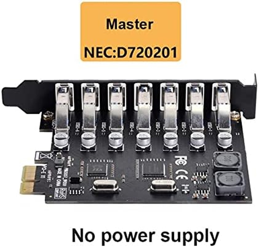 NFHK 7 Ports PCI-E to USB 3.0 HUB PCI Express Expansion Card Adapter 5Gbps for Motherboard