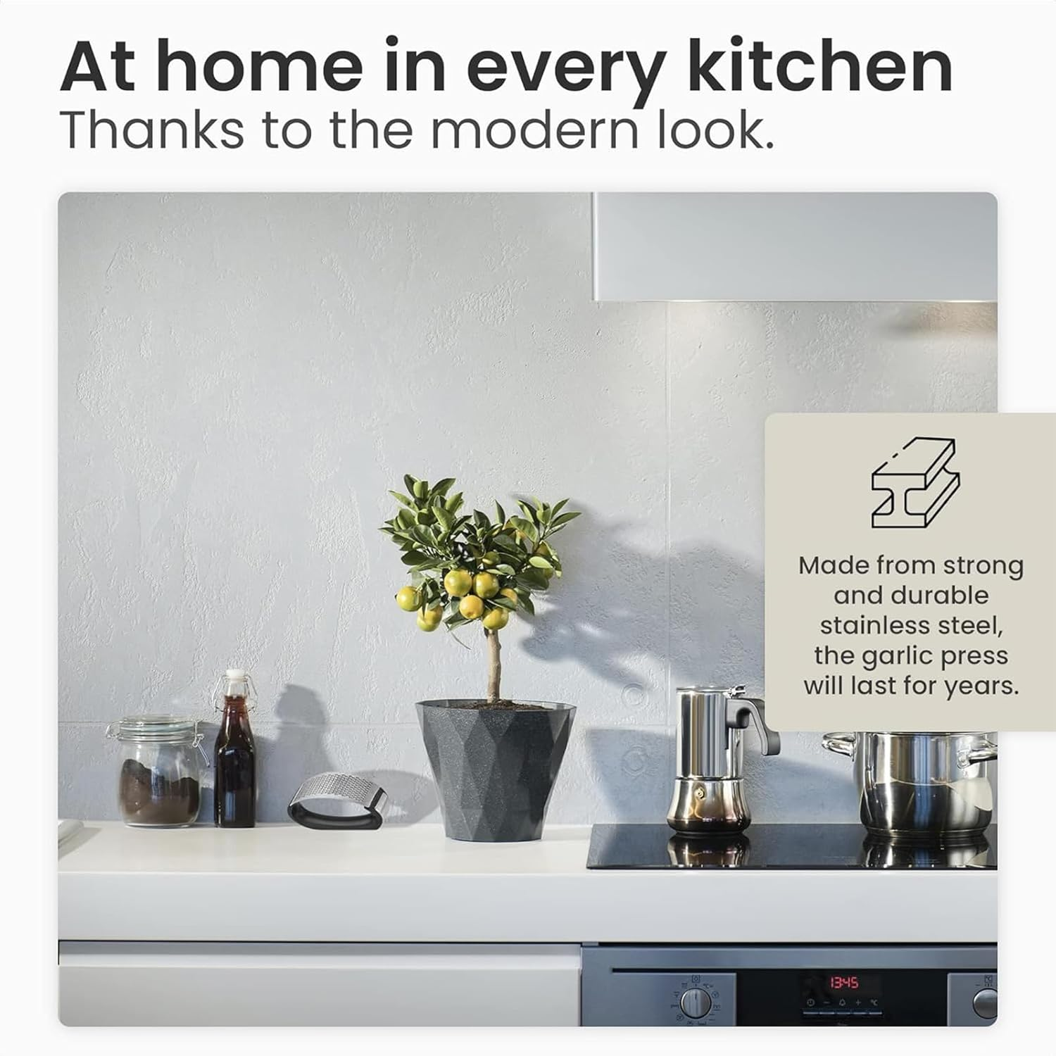 Garlic Press Rocker，Silicone Garlic Peeler，Stainless Steel Garlic Mincer Crusher - with Ergonomic Handle Silicone Tube Peeler and Cleaning Brush Tool image number 5