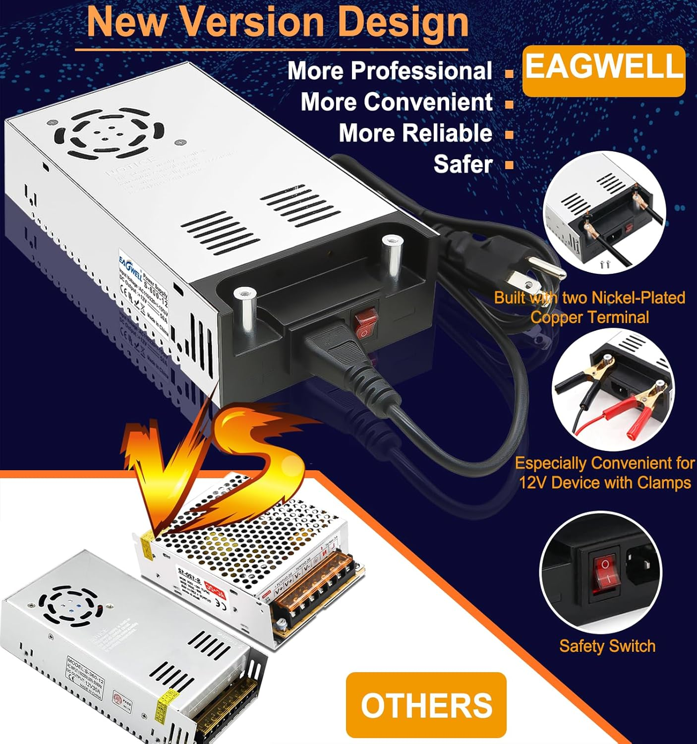 12V Power Supply: 240V AC to 12V DC Converter Power Supply 12V 360W 30A DC Switch Transformer for Rv,Pump,Led Strip, LCD Monitor image number 6