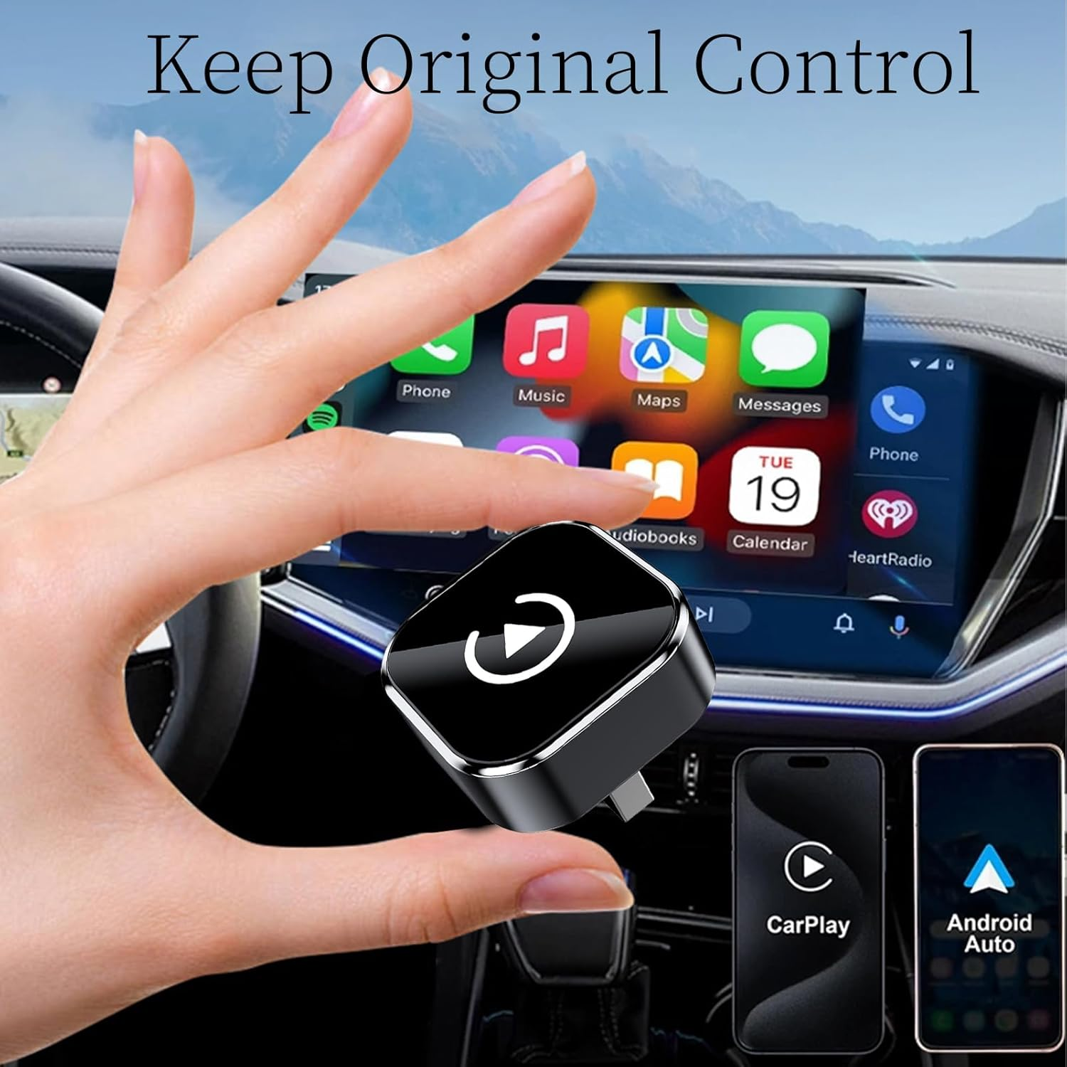 2025 Upgraded Mini Wireless Carplay and Android Auto Adapter 2-In-1 Carplay Dongle Converts Wired to Wireless Plug and Play Wireless Carplay Adapter with USB USB-C Port Black Fast Auto-Connect image number 3