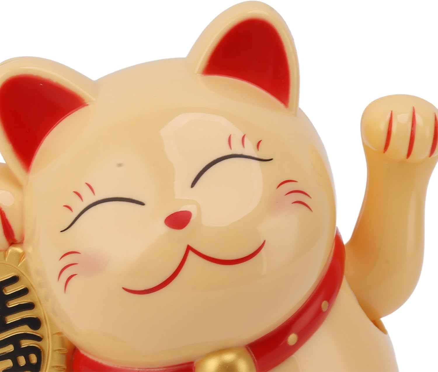 Bewinner Waving Lucky Cat, Solar Powered Cute Waving Cat Good Luck Wealth Welcoming Cats Home Display Car Decor Feng Shui Decoration (Yellow) image number 3