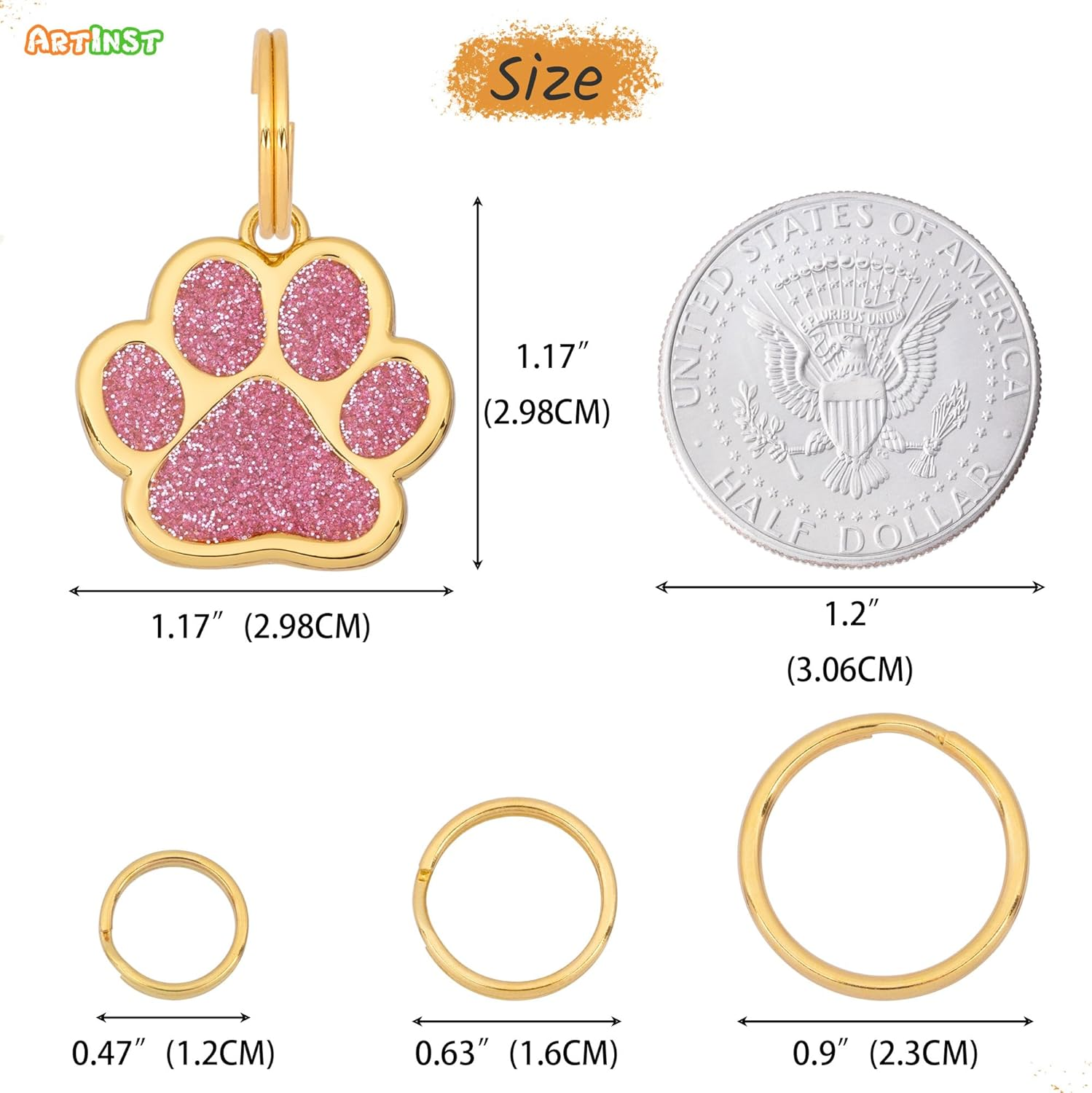 Artinst Dog Tag Personalized Custom Engraving up to 5 Lines of Content for Your Pet'S Name and Information Cute Paw Shaped Pet Id Tag (Pink) - Green image number 5