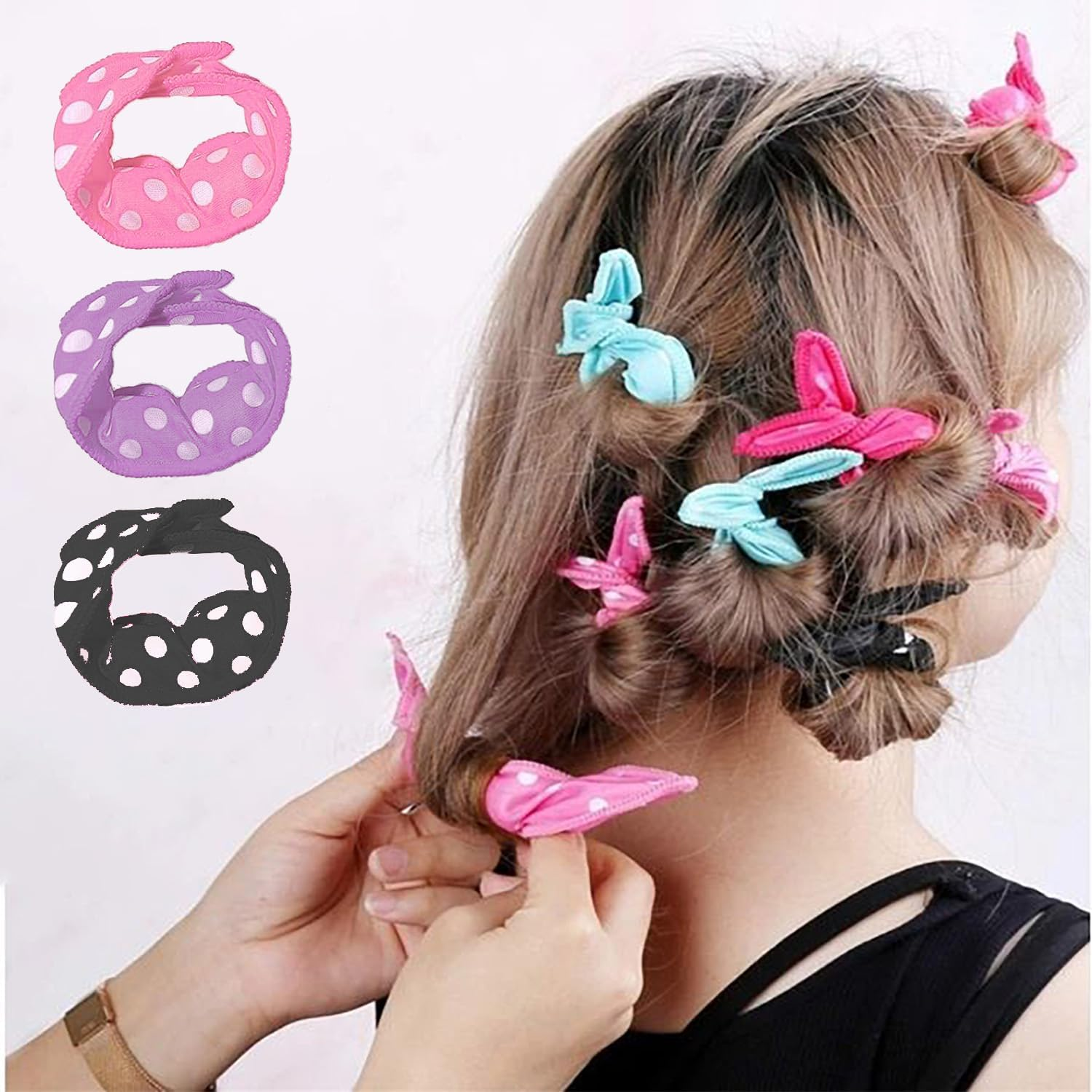 Pack of 10 Flexible Soft Cushion Curlers, Pillow Sponge Rollers, Night Sleep Curlers, Sponge Hair Styling Curlers, Soft Sleep Foam Curlers for Women (Multi-Colour) image number 6