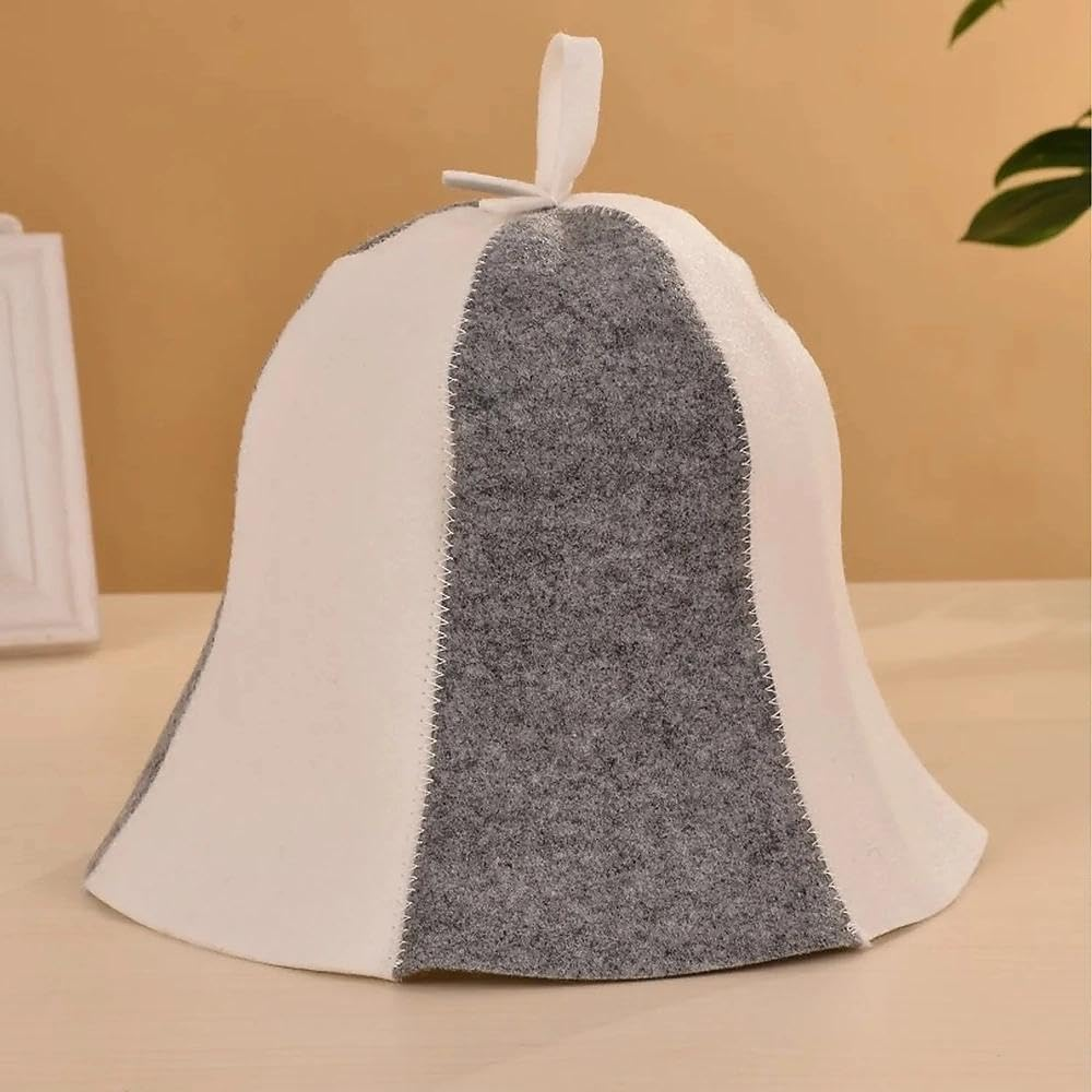 RUIBEX Wool Sauna Hat for Men and Women, Sauna Accessories for Banya and Spa, Sauna Cap Compatible with Sauna Use, White and Grey, 2 Pack image number 3
