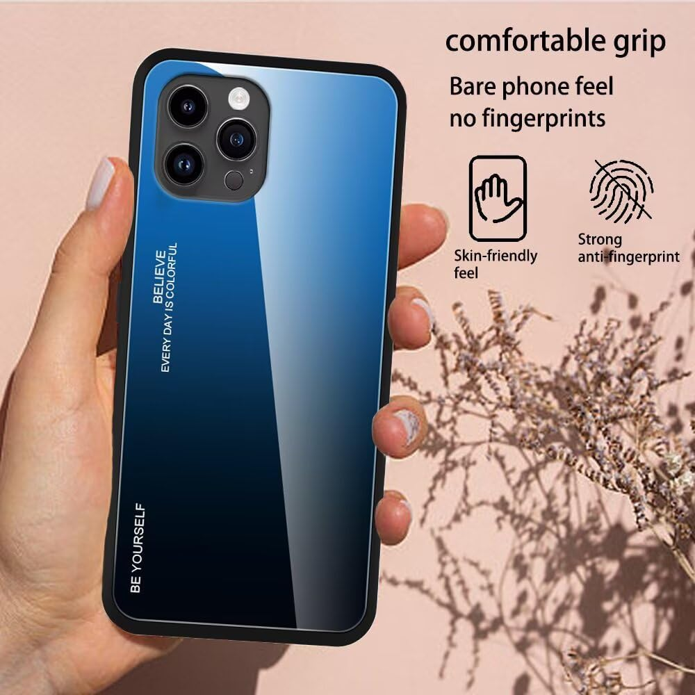 EASSGU Case Suitable for Oppo A5X (6.67 Inches), Glass Back with Colour Gradient, anti Drop and Anti-Scratch Mobile Phone Case - Pink Purple image number 3