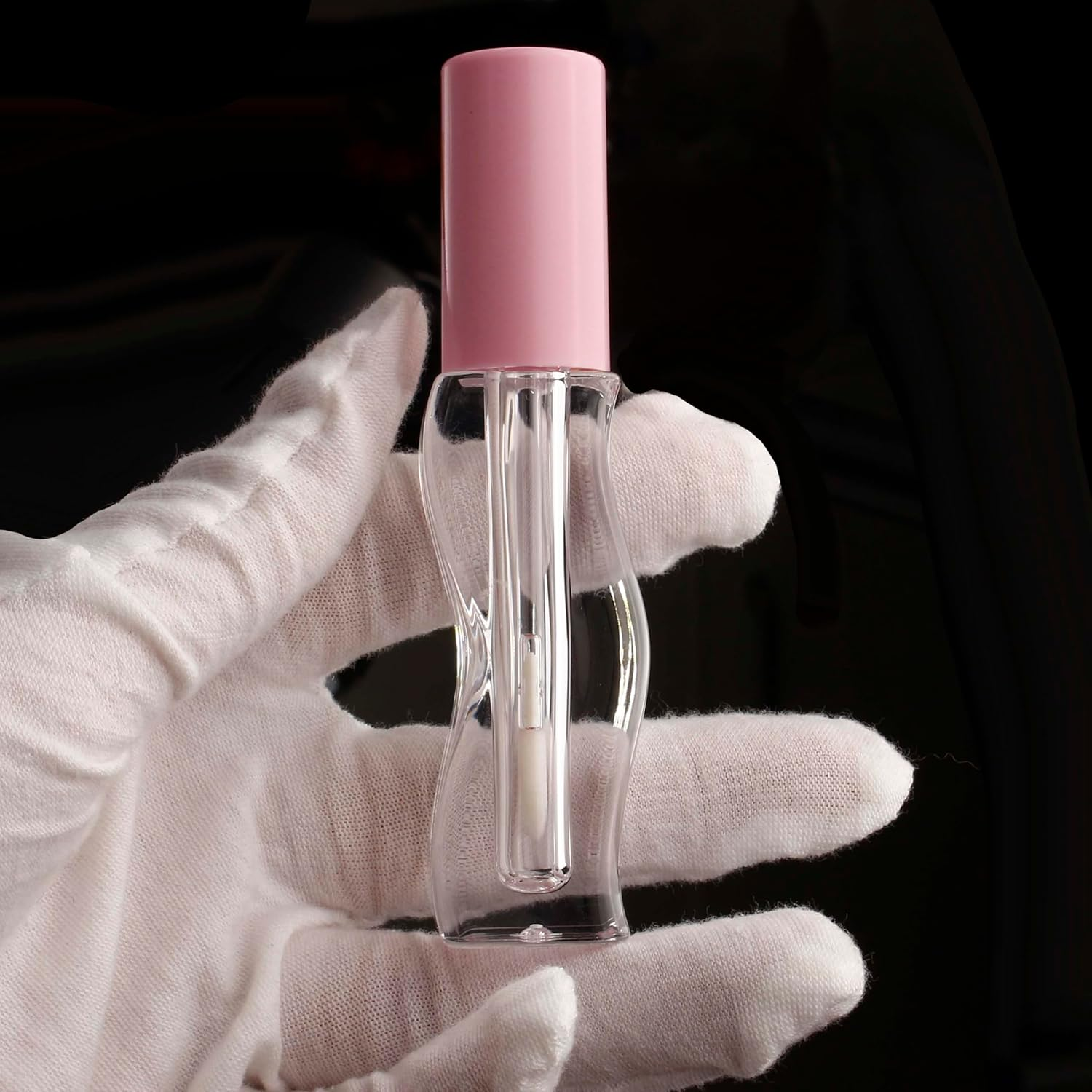 COSIDEA 30Pcs Empty 2.5Ml/0.08Oz Pink Lip Gloss Tubes with Wand Unique Wave Shape Lipgloss Tube Container Small Capacity for Lip Tint DIY