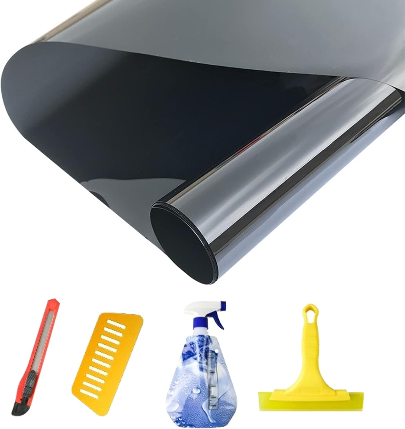 UV Protection Sun Protection Window Tint Film, Privacy Film for Windows Indoor or Outdoor Mirror Film Self-Adhesive Reflective Window Film for Office and Home (Black) image number 3