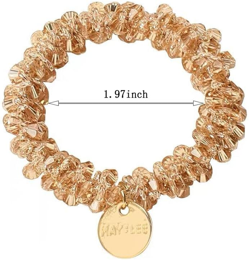 Betterjonny 5 Colors Crystal Hair Ties, Elastic Crystal Pearls Hair Rope Ponytail Hair Holders Head Bands Ropes Hair Accessories