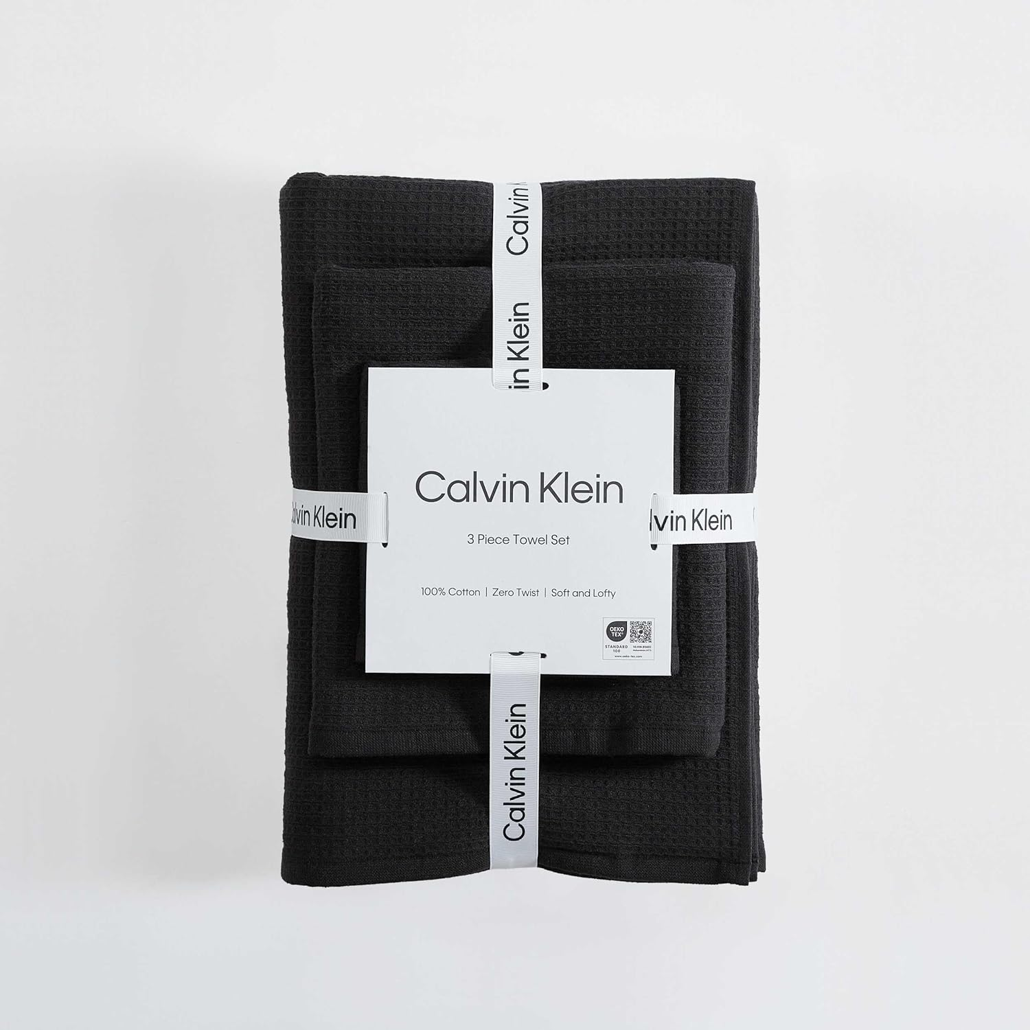 Calvin Klein - Towel Set, Soft & Absorbent Cotton Towels, Modern Bathroom Decor (Eternity Solid Black, 3-Piece) image number 6