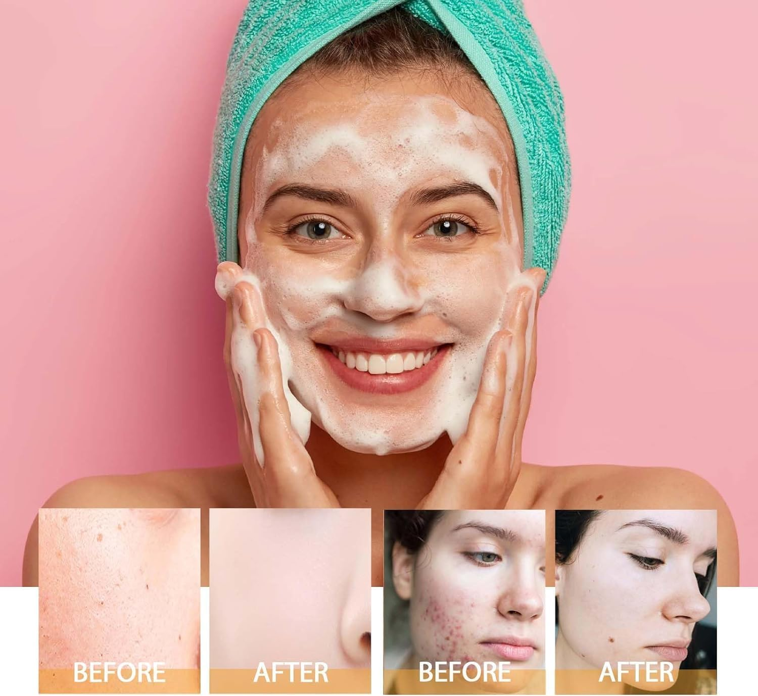 Turmeric Facial Wash,Turmeric Facial Cleanser, Foaming Face Wash, Turmeric Face Wash Deep Clean and Firm Pores,Turmeric Foaming Cleanser for All Skin, 3.38 Fl Oz/Pcs (2) image number 2