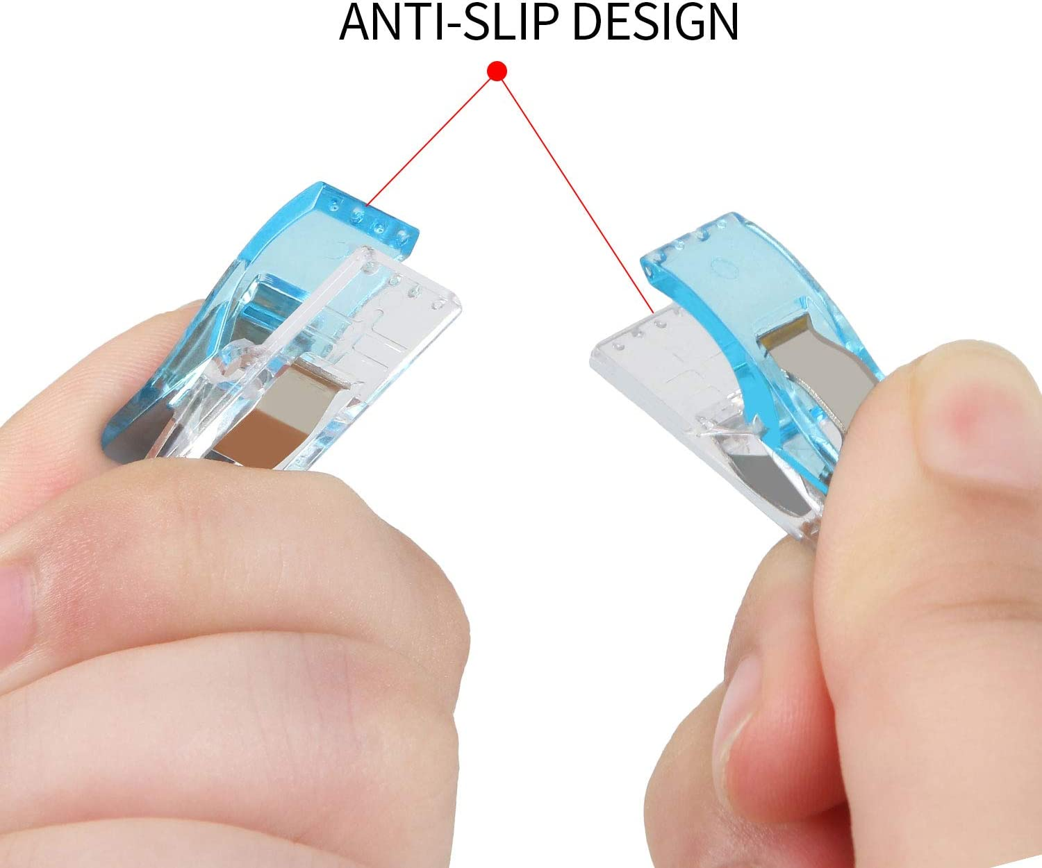 200 PCS Sewing Clips, Multipurpose Quilting Clips Plastic Fabric Clips for Sewing and Quilting, Crochet, Paper, Food Storage, Cables (Clear Blue) image number 6