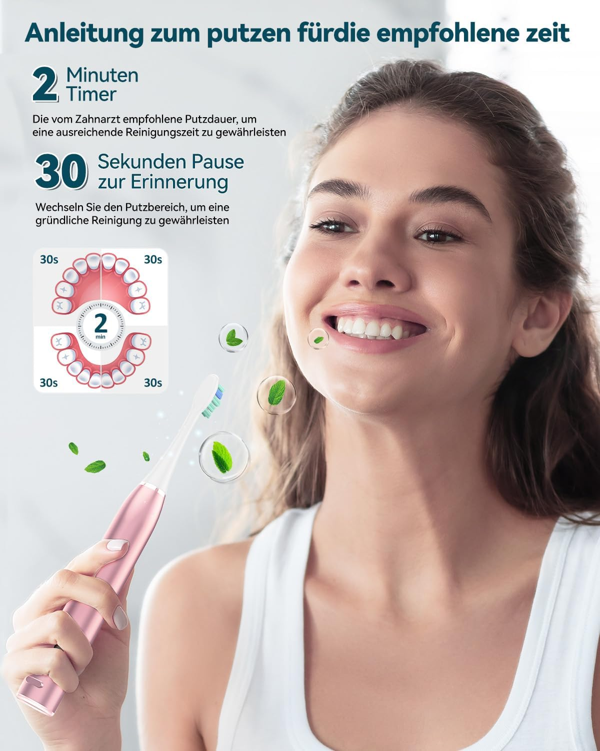 Sonic Electric Toothbrush Sonic Toothbrush - COULAX Travel Toothbrushes Electric Sonic Toothbrush, Shcall Electric Toothbrush with 8 Heads, 5 Modes, Timer, Rose Gold image number 1