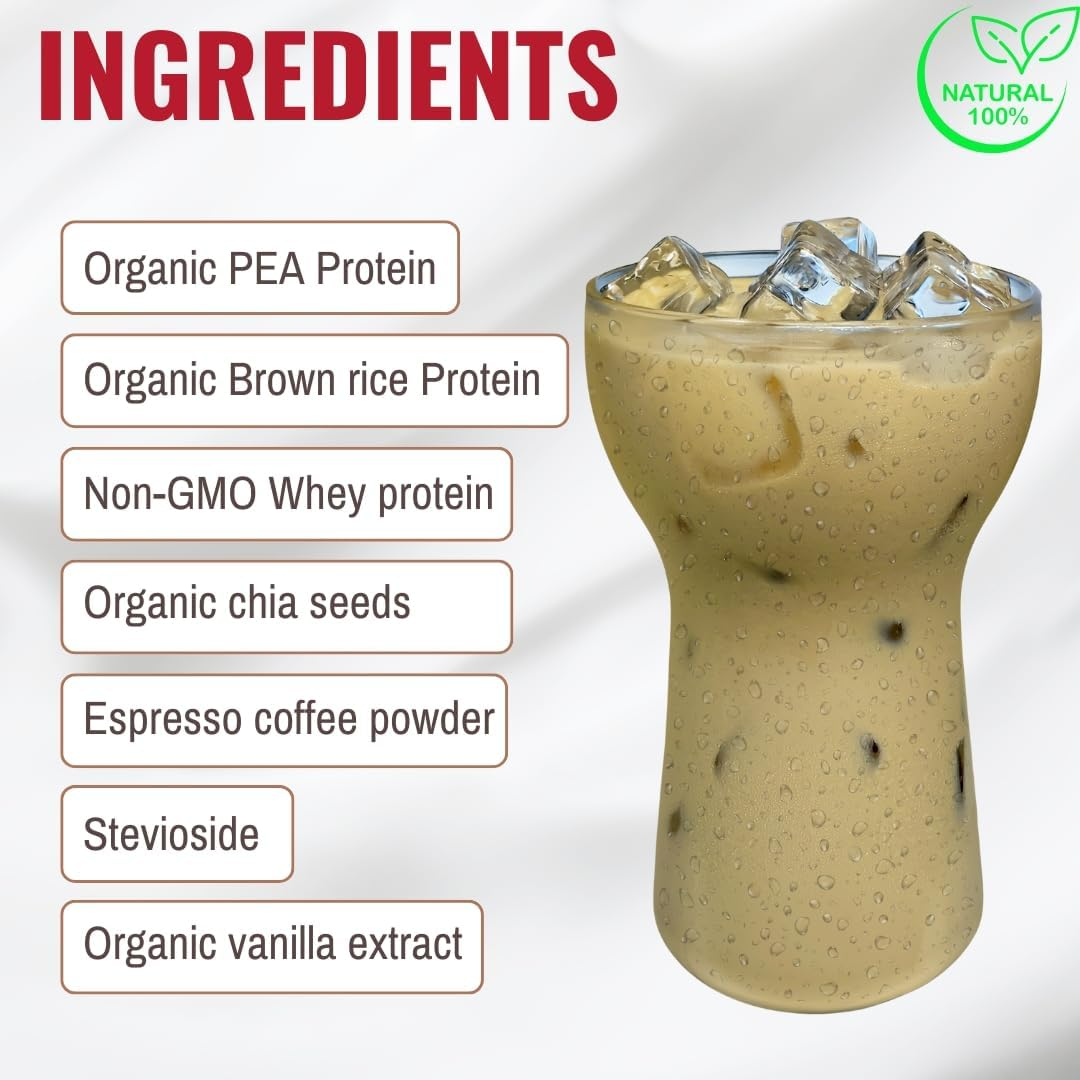 High Protein Coffee,Protein, Coffee Drink, 20 G Protein, 420 G, 1 G Sugar, 14 Servings, Vanilla Flavour, Instant Coffee, Whey Protein, Gluten Free, Espresso Coffee, Iced Coffee, No Artificial Flavors