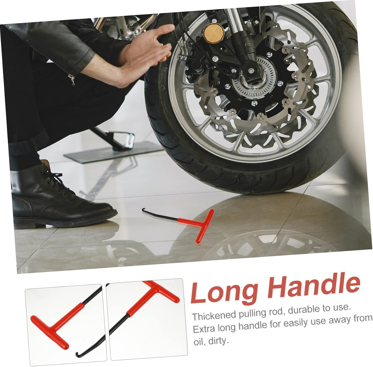 CHILDWEET Professional Motorbike Exhaust Spring Hook Puller Tool 2Pcs Set Steel Practical Spring Hook for Motorcycle Exhaust Repair and Maintenance image number 2