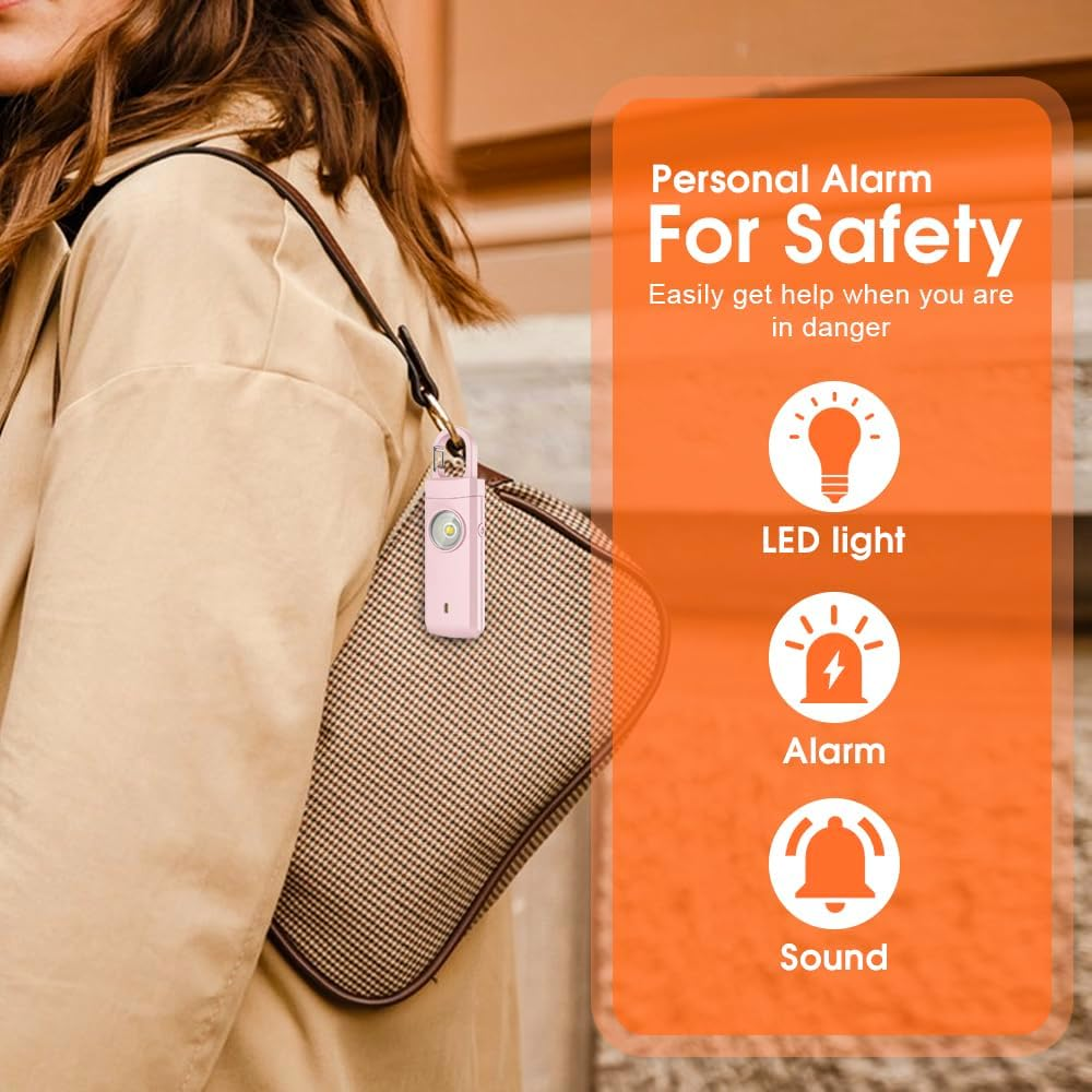 Sonicefit 130Db Rechargeable Personal Alarm for Women & Men, Safety Keychain with Strobe Light & Loud Siren, Security Alarm for Students, Kids, Girls, Elderly - Ideal Christmas/Birthday Gift (Pink) - Pink image number 4