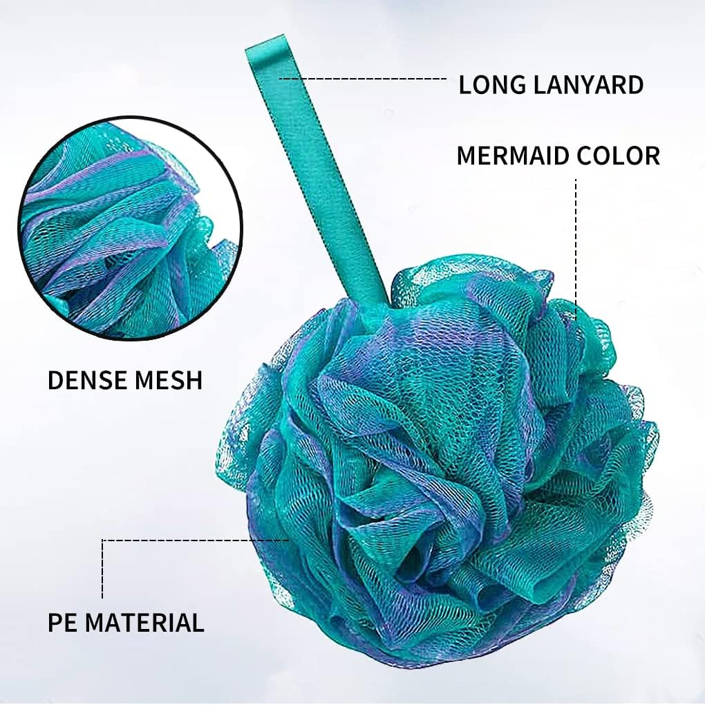 Vivva 4Pack 15Cm Bath Shower Sponge Loofahs Mesh Brush Shower Pouf Ball Shower Essential 75G/Pcs for Body Wash Bathroom Men Women Kids Scrubber Exfoliating (Green-Purple) image number 2