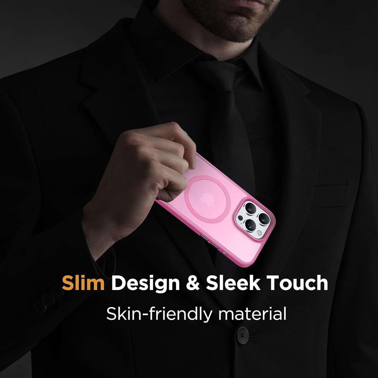 Miracase Magnetic Series for Iphone 16 Pro Max Case [With 2X Screen Protector] Military-Grade Protection, Anti-Fingerprint, Slim Phone Case for 16 Pro Max 6.9 Inch (Mes Pink) - Gray image number 4