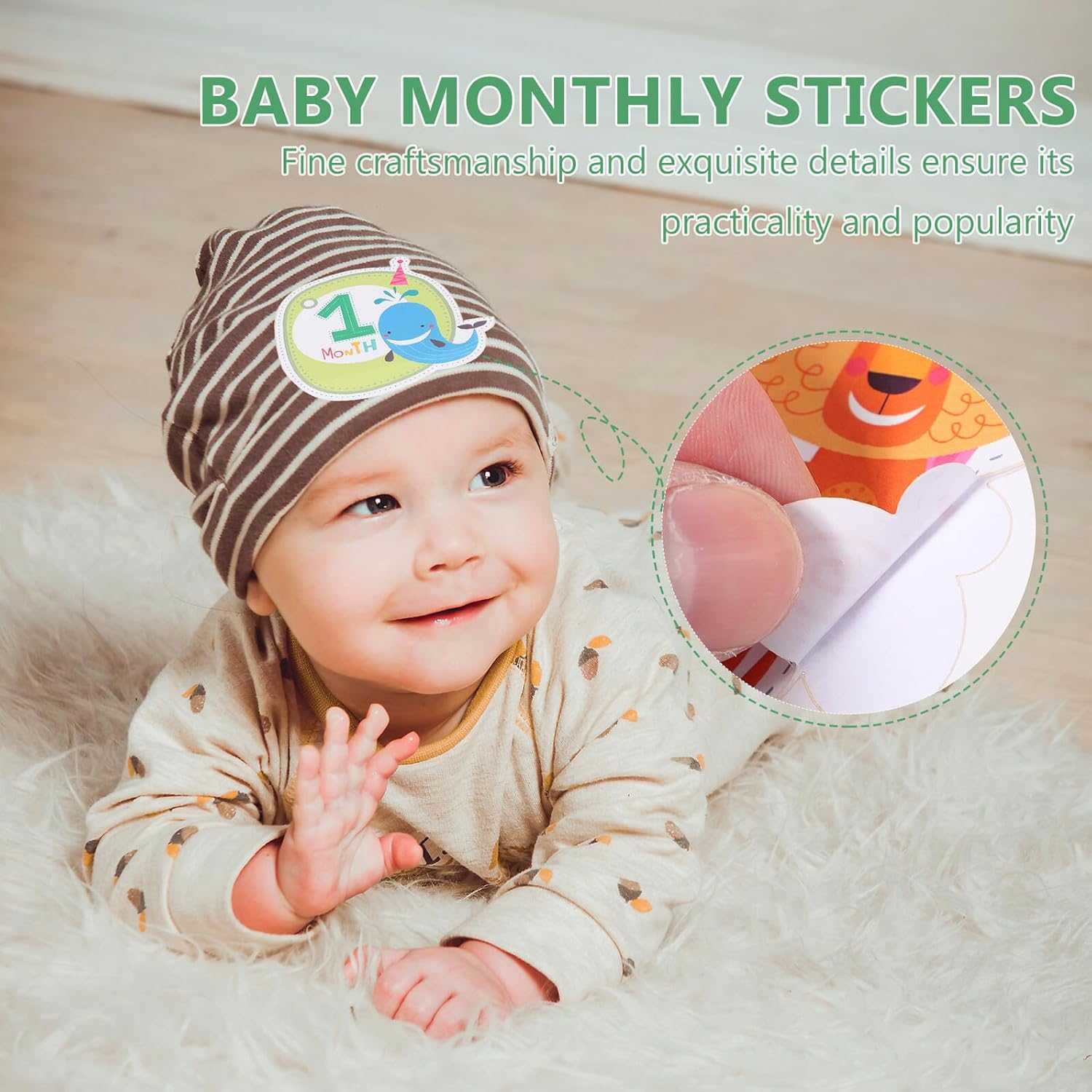 12Pcs Monthly Milestone Stickers Newborn Photo Props Month Label Paper for Newborn Supplies and Pregnancy Photography image number 3