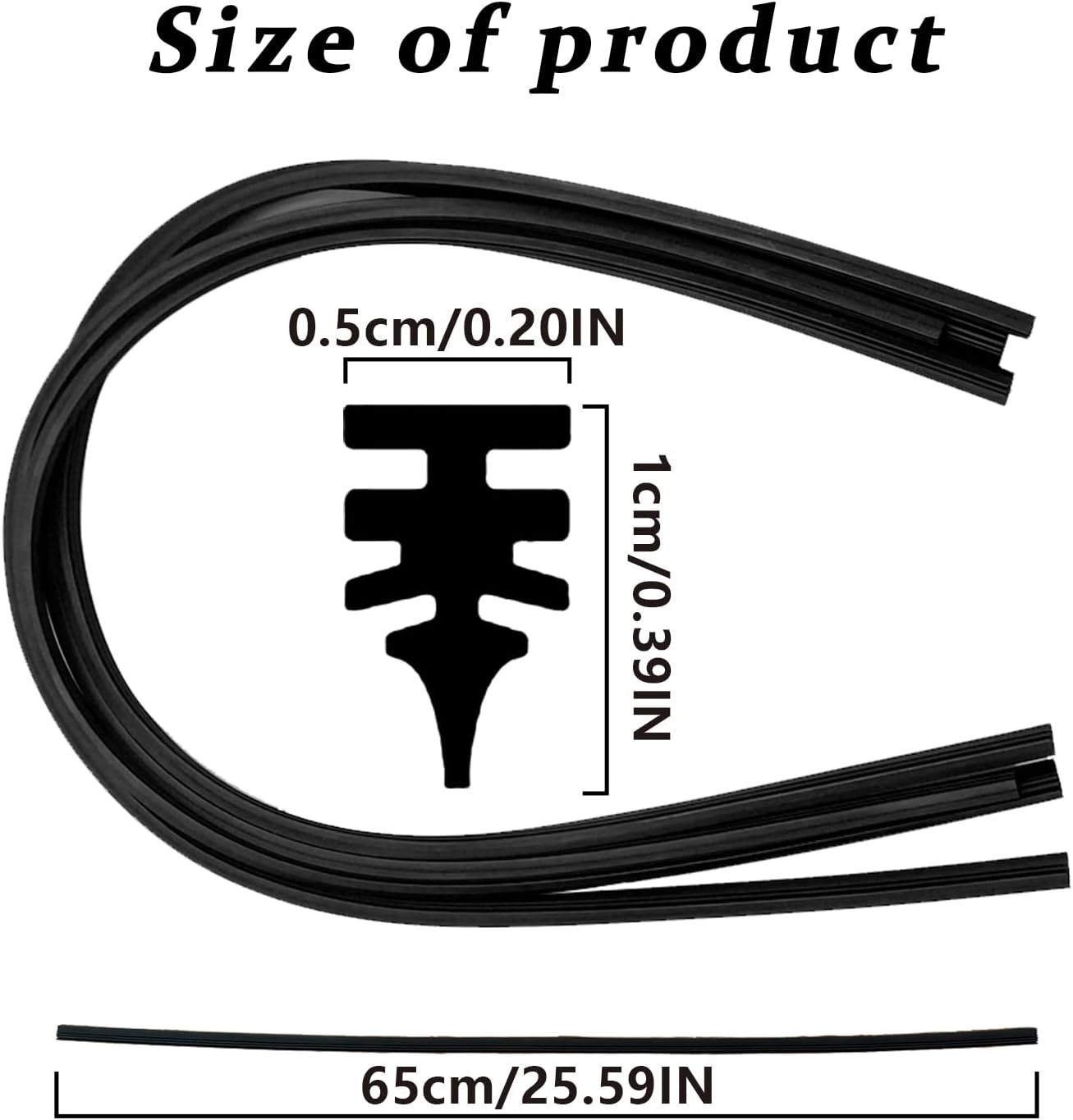 4 Pack Windshield Wiper Blades Refills, DIY Adjustable Car Windscreen Wiper Rubber Strips, Frameless Window Boneless Insert Silicone Strips, Car Accessories Universal for Car, Truck, SUV (25.59Inch) image number 3