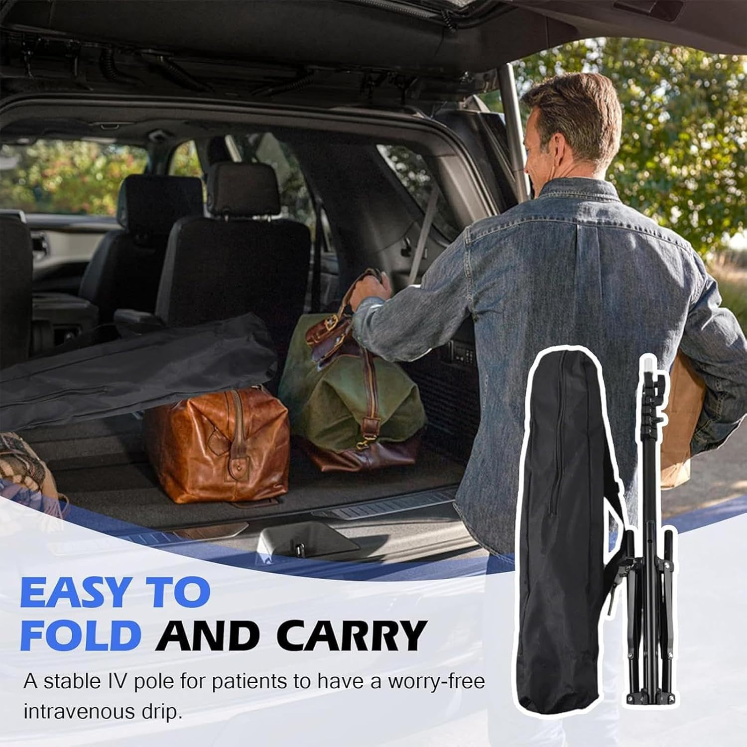 Portable Iv Pole,Iv Drip Stand with Bottle Hook - Foldable Hospital Equipment with Wheel Nursing Bed for Healthcare Daily Clinics Home Elderly Travel Outdoor image number 6