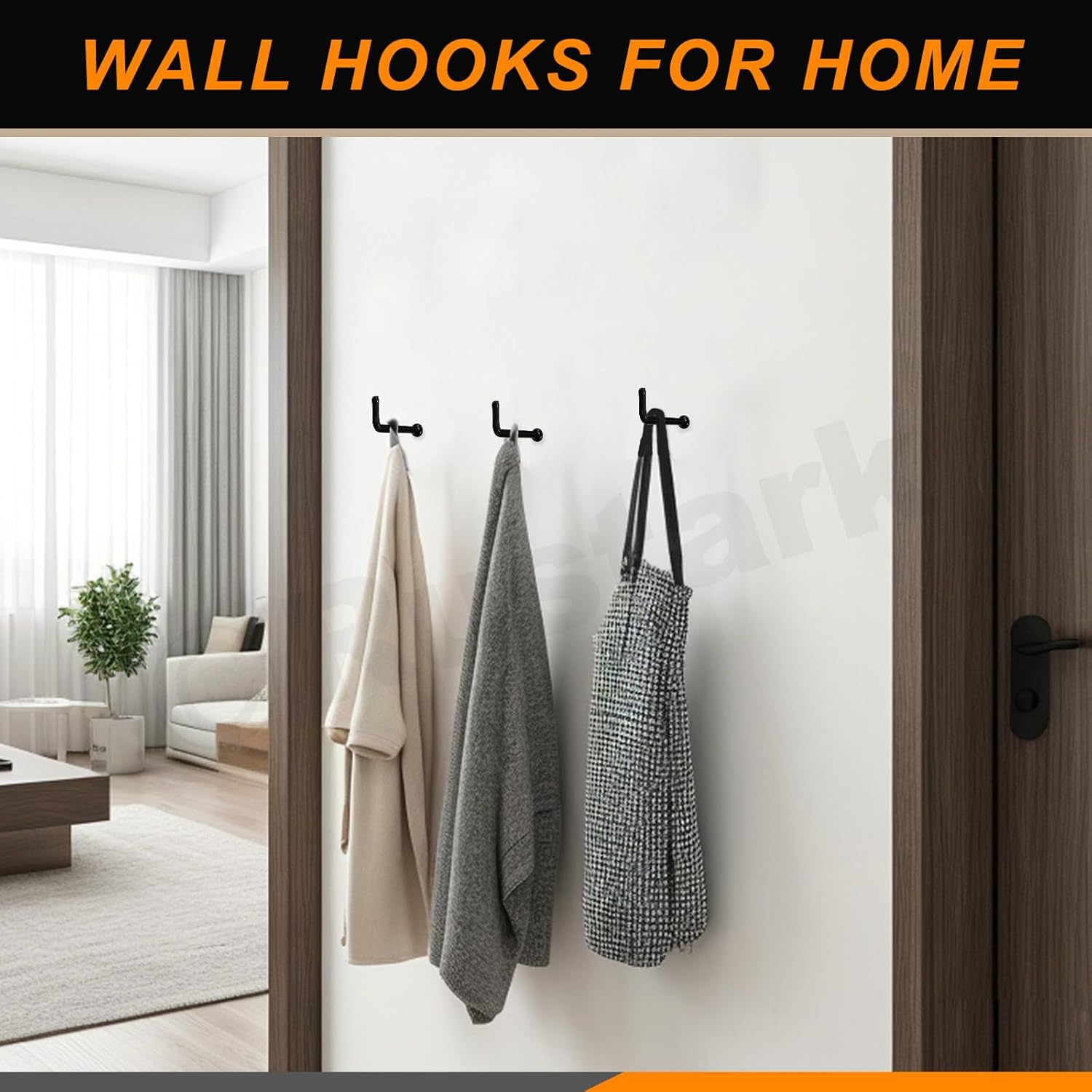 Rustark 130Pcs 8 Sizes Black L Shape Hooks Assortment Kit Vinyl Coated 7 Shape Screw Hooks Cup Right Angle L Type Self Tapping Screw Hooks for Home Office Workplace Hanging - Black image number 3