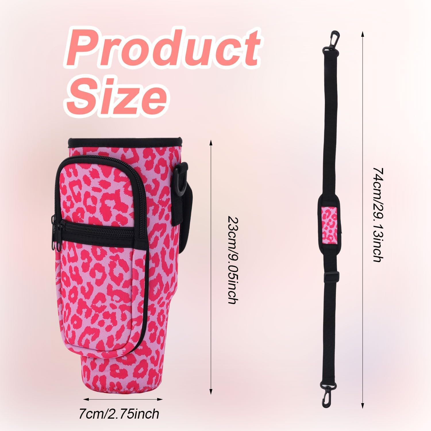 Water Cup Bag for Stanley 40/30Oz Tumbler, Water Bottle Carrying Bag with Adjustable Shoulder Strap & Phone Pocket Fabric Cup Holder for Stanley Cup Accessories - Yellow image number 3