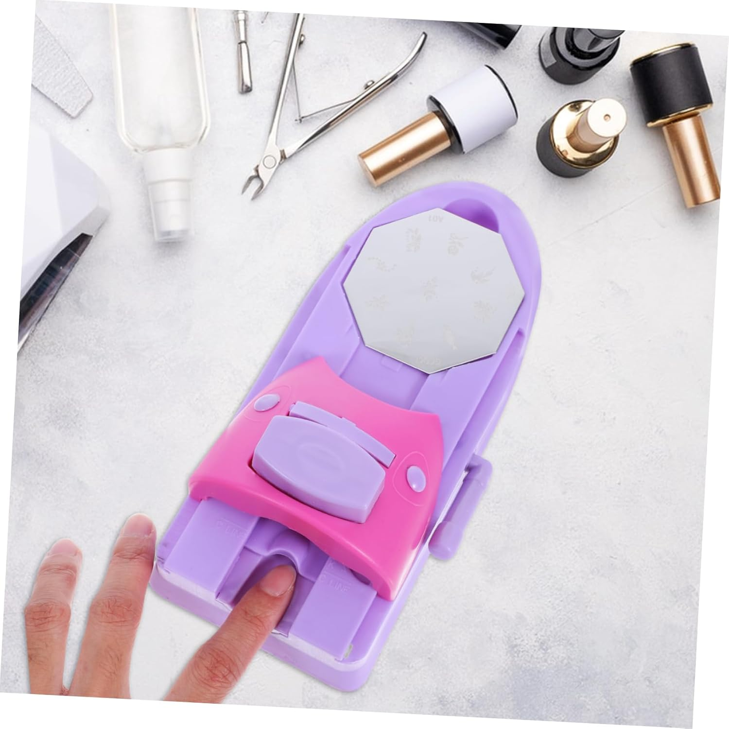 PACKOVE Nail Stamper Kit 10-Piece Set Nail Stamping Plates DIY Pattern Printing Machine for Manicure Art Green Box Suitable for Home Use