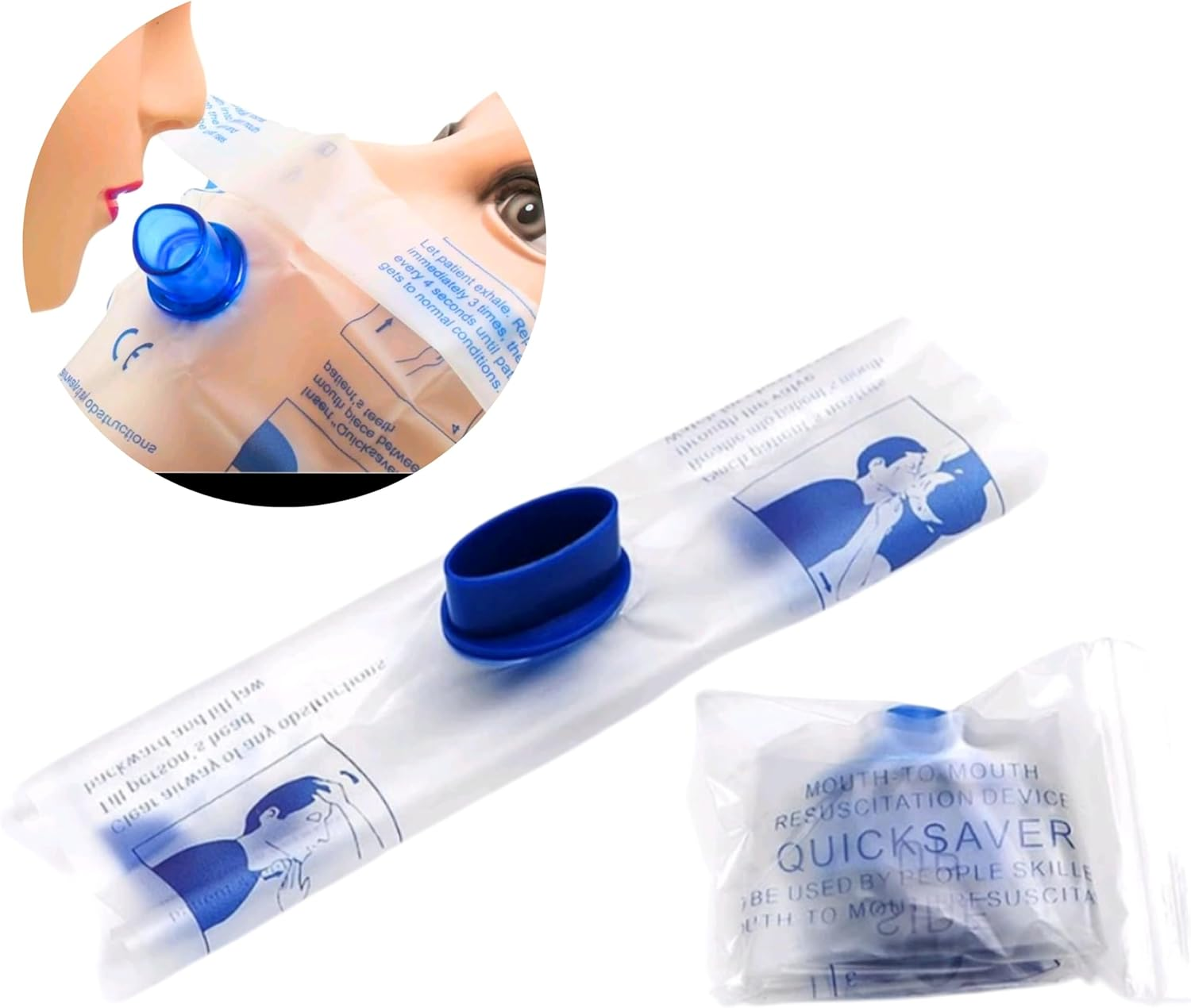 CPR Mask Kit, Mouth to Mask Device, Mouth to Mouth Barrier, CPR Face Shields Pocket Mask, First Aid Resuscitation Training (Set of 4) image number 5