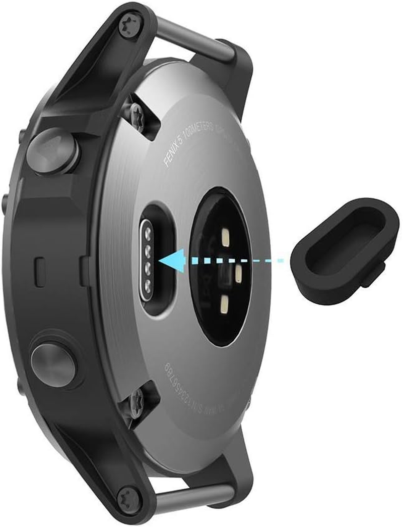 AWINNER Fenix 5/5S/5X/Plus/Forerunner 935 Dust Plug, Soft Silicone Charger Port Protector anti Dust Plugs Caps for Garmin Fenix 5/5S/5X/Forerunner 935 Watch (5-Black)