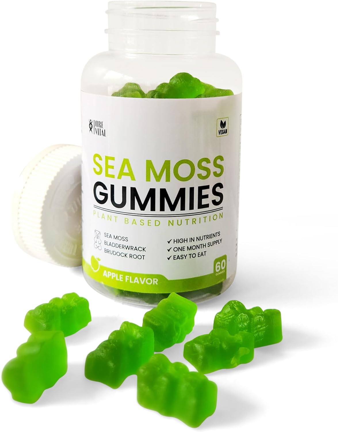 Seamoss Gummies with Bladderwrack and Burdock - 3 in 1 Superfood - One Month Supply - NON GMO image number 4