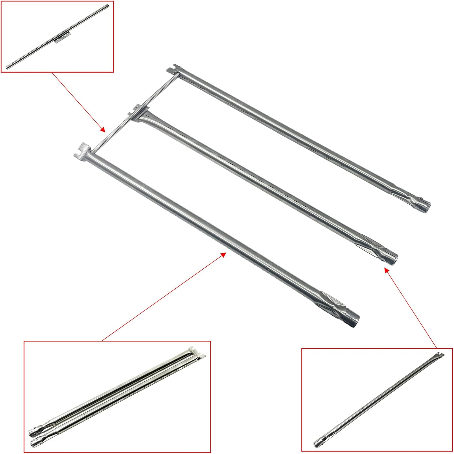 Direct Store Parts Kit DG230 Replacement Weber Genesis Silver/Gold B&C Spirit 700 Grill Burner & Heat Plate (SS Burner + SS Heat Plates) image number 2