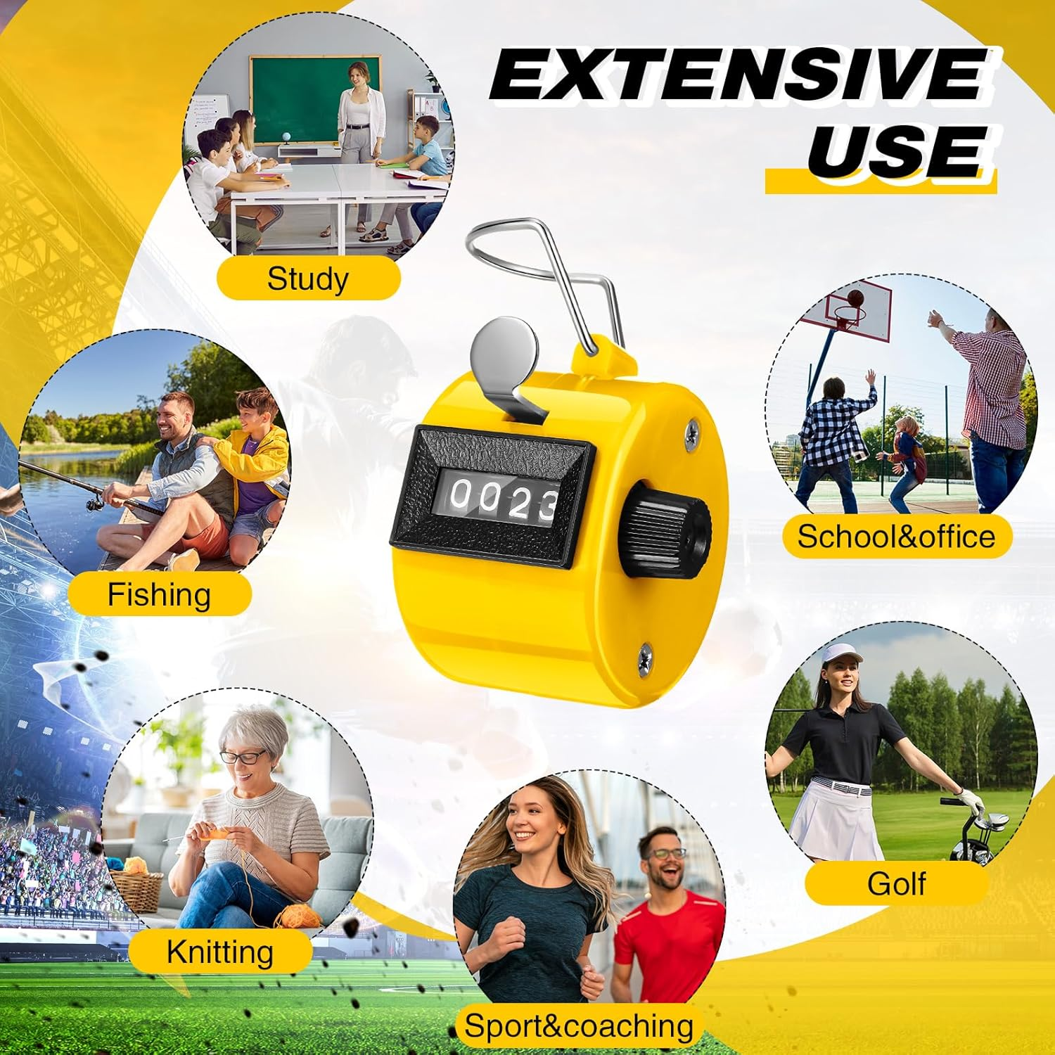 12 Pcs Handheld Tally Counter, 4 Digit Number Count Clicker Counter, Metal Pitch Counter Hand Mechanical Counters Clickers for Coaching, Knitting, People, Golf and Row image number 2