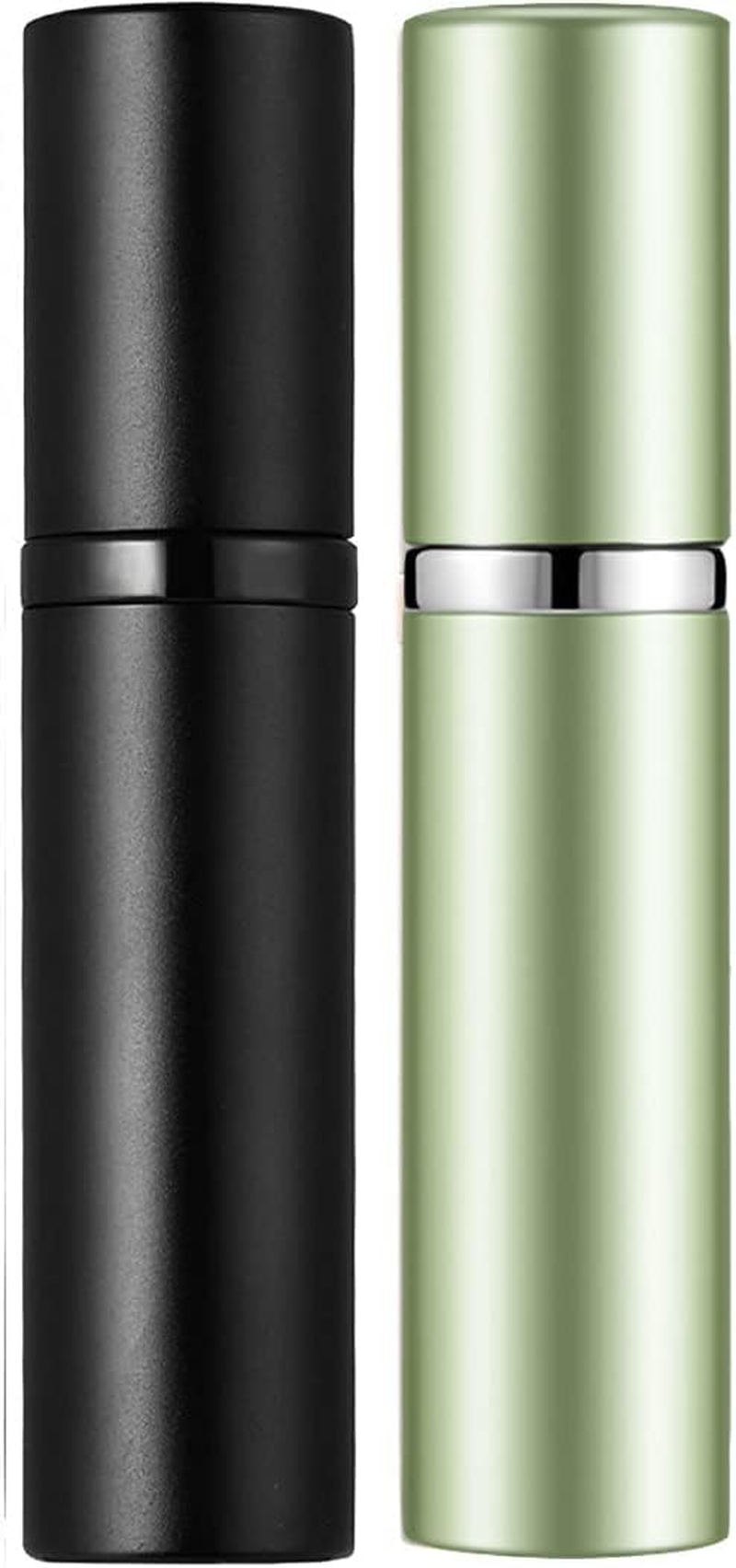 Travelofo Mini Perfume Bottles, Refillable Spray Atomiser, 5Ml Leak-Proof Dispenser for Travel, Luxury Gift for Men & Women (Black & Pink)