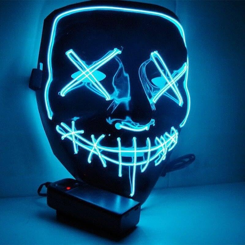 Boolavard Halloween Mask LED Light up Mask for Festival Cosplay Halloween Costume Masquerade Parties, Carnival, Gifts - Green  Pink image number 6