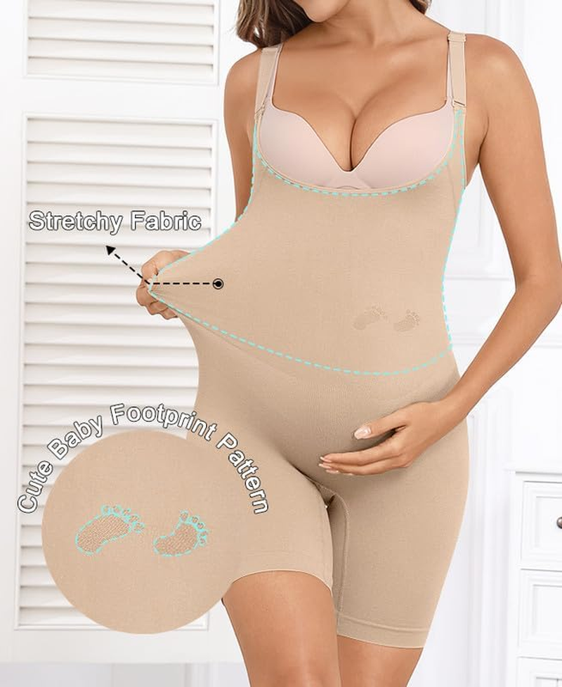 Women'S Maternity Bodysuit Seamless Pregnancy Shapewear Shorts under Dresses Belly Support image number 6