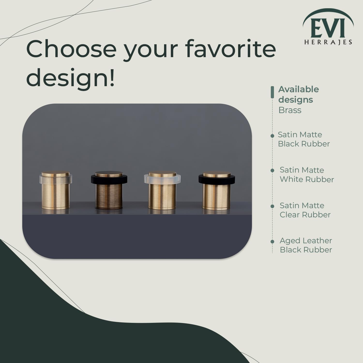 EVI Herrajes | Heavy Duty Door Stoppers | &Oslash;24X30Mm | Floor Mounted | Brass Matte Finish | Protection Rubber | Mod I-180 image number 3